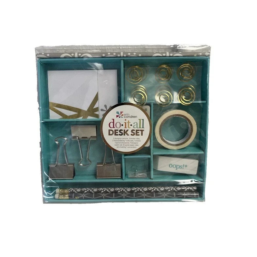 Erin Condren Do It All Desk Set Pencils Clips‎ Note Eraser Coil Clip Accessories
